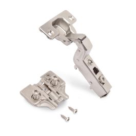 Emuca Lote de 20 bisagras supercodo X91 con cierre suave y suplementos Euro, Altura 0, Acero, Niquelado