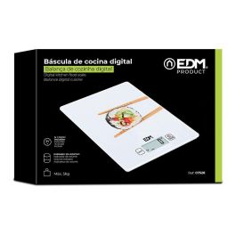 Edm Báscula de Cocina Digital Mod 1, Máximo 5 kg, Pantalla LCD, Acabado Cristalizado, Perfil Ultrafino, Blanco