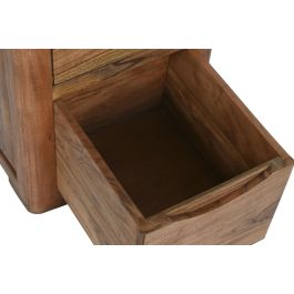 DKD Home Decor Mesita de Noche Alpino de Madera de Acacia Marrón 40x40x60 cm con 2 Cajones