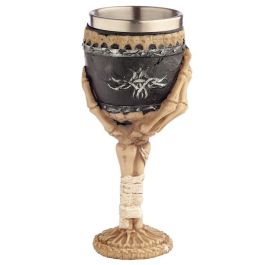 PUCKATOR Copa Mano de Calavera decorativa 19x7cm de Resina y Metal