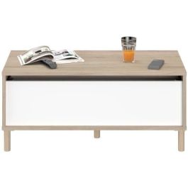 Mesa de centro elevable MORPHOS - L 100 x P 50 x H 43,6 cm - Rectangular - Decoración blanco/roble - PARISOT Mesa de centro elevable MORPHOS - L 100 x P 50 x H 43,6 cm - Rectangular - Decoración blanco/roble - PARISOT