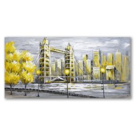 DKD Home Decor Cuadro Loft de Lienzo Hecho a Mano Diseño Ciudad Amarillo y Gris 120x60x3 cm, Set de 2 Unidades