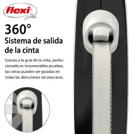 Flexi Correa New Comfort S Cinta 5M Negra Bicolor para Perros | Freno Mejorado y Accesorios Compatibles