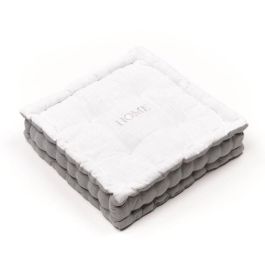 Today TOD1700239299636 Cojín de suelo CHARME, Slub, Chambray, Bordado Capucine, 40x40x10 cm