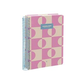 Agenda Espiral Liderpapel Classic A5 2025 Semana Vista Color Rosa Papel 70 gr