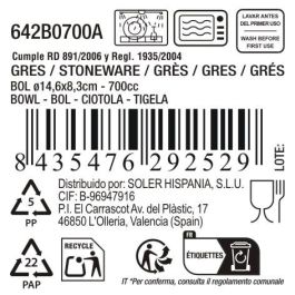 Inde Bol Blanco 700 cc (14.6 x 14.6 x 8.3 cm) (12 Unidades)