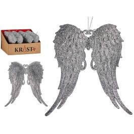 Adorno Árbol Navidad Alas Plateado Krist+ 13x14.5x2.5 cm (48 Unidades) Precio: 74.69000033. SKU: B1GAT5Q6TV