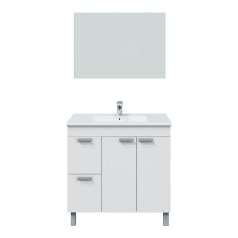 Forés/Arkit Mueble de baño con espejo, 2 puertas y 2 cajones - Blanco brillo - 80x45x80 cm Forés/Arkit Mueble de baño con espejo, 2 puertas y 2 cajones - Blanco brillo - 80x45x80 cm