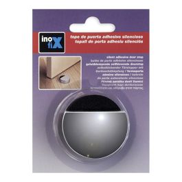 Inofix Tope adhesivo silencioso cromado para puertas de interior, PVC + espuma amortiguadora