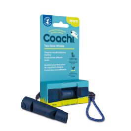 Coachi Silbato Dos Tonos para Adiestramiento y Llamada de Perros y Cachorros con Cordón Reflectante Ajustable Ligero Azul Oscuro