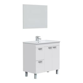 Forés/Arkit Mueble de baño con espejo, 2 puertas y 2 cajones - Blanco brillo - 80x45x80 cm