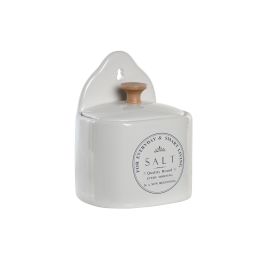 DKD Home Decor Salero Basicos de Gres Blanco. Recipiente decorativo y funcional para sal, 8 x 15 x 11 cm