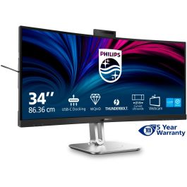 Philips 34B2U6603CH/00 Monitor Curvo VA 34" Wide Quad HD 3440x1440, 120Hz, USB-C, HDMI, DP, Cámara Web 5MP, Gris