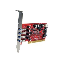 StarTech.com Tarjeta PCI Express USB 3.0 SuperSpeed 4 Puertos Tipo A 5Gbps con Alimentación SATA LP4 y Perfil Bajo