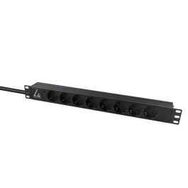 Lanview Regleta Rack 19" 1U, 16A, 8 Tomas Schuko Tipo F, Cable 2 Metros
