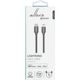 eSTUFF Cable USB-C a Lightning 1m MFi Certificado Gunmetal, Chaqueta Metálica Allure, Flexible, Reforzado Kevlar para Apple