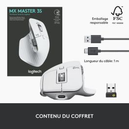 Logitech 910-006560 Ratón Ergonómico Inalámbrico MX Master 3S Bluetooth 8000 DPI Clics Silenciosos MagSpeed Batería Recargable Gris Pálido