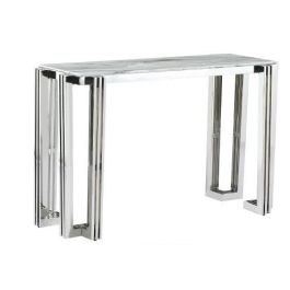 DKD Home Decor Consola Moderna, Mesa Auxiliar de Acero y Cristal, Colores Plateado y Blanco, 120x45x78 cm Precio: 278.99000008. SKU: S3034284