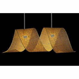 DKD Home Decor Lámpara Techo Balines Bambú Natural Ancho 80 cm Fondo 30 cm Alto 30 cm E27 para 2 Bombillas