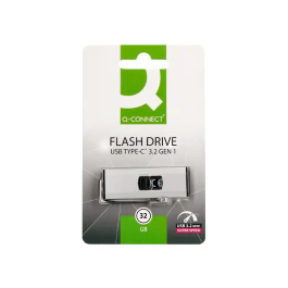Q-connect Memoria USB Flash Drive 32 GB USB 3.2 Tipo C Conector Deslizante Plateado