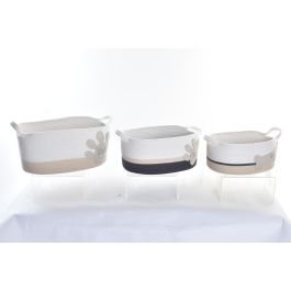 DKD Home Decor Cesta Algodón Blanco Gris Oscuro Crema 31 x 25 x 60 cm Set de 3 Precio: 25.4999998. SKU: S3028924