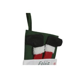 DKD Home Decor Calcetín Navidad Tradicional Rojo y Negro Poliéster 50 x 28 cm
