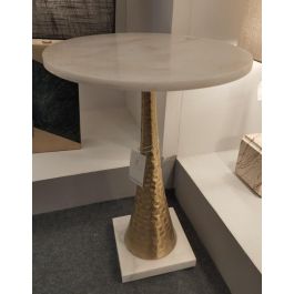 DKD Home Decor Mesita Auxiliar Moderna de Mármol y Metal Blanco Dorado 41 x 53 x 41 cm