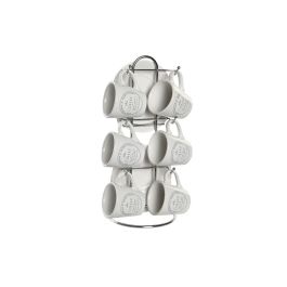 Juego de Tazas con Platos DKD Home Decor Blanco Metal Gres 180 ml 12 x 12 x 2 cm Precio: 22.79000031. SKU: S3044745