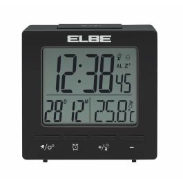 Reloj Despertador Con Termómetro Negro Pantalla 5Cm ELBE RD-005-N