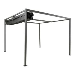 Pérgola para exterior color antracita 3 x 3 x 2,20 m de aluminio