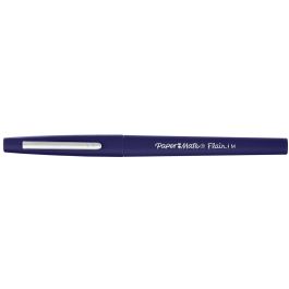 Paper Mate Rotulador Flair M Punta Redonda 1mm Azul Navy, Tinta Base Agua Secado Rápido, Caja 12 unidades