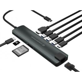 Conceptronic Adaptador USB Tipo C a HDMI, Ethernet, USB 3.2 y Lector de Tarjetas SD/MicroSD, Aluminio Negro/Plata Precio: 51.49999943. SKU: S8425872