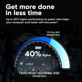 Crucial T500 M.2 2TB NVMe PCIe 4.0 x4 SSD - 7400 MB/s Lectura, 7000 MB/s Escritura para PC/Portátil