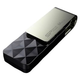 Silicon Power Blaze B30 Memoria USB 3.1 Gen1 64GB Negra, Diseño Giratorio sin Tapa, Software Recuperación SP-Widget