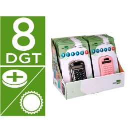 Liderpapel Calculadora xf44 Bolsillo 8 Dígitos Solar y Pila 94x59,5x10,5mm Colores Negro Verde Rosa Exp de 16 Precio: 28.90000058. SKU: B1D4RQKFR7