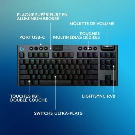 Teclado para juegos - inalámbrico - Logitech G - G915 TKL X - Interruptor Clicky - AZERTY - Negro