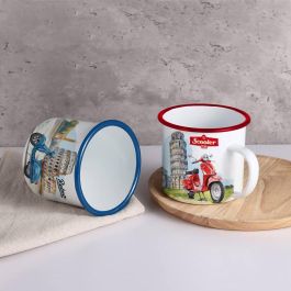 Inde Mug Esmaltada Blanca Bike 150 ml