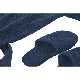 DKD Home Decor Albornoz de Baño Estilo Básico para Hombre de Algodón 400gsm Azul - Set de 2 unidades (120cm Alto x 63cm Ancho)