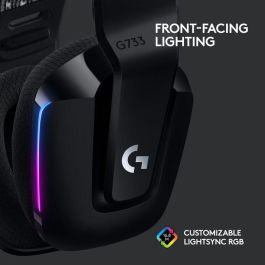 Logitech G G733 Auricular Gaming Inalámbrico con Micrófono Desmontable Blue VO!CE, RGB LIGHTSYNC, 29h Batería, para PC y Consola - Negro