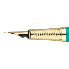 Belius Pluma Soirée Art Deco Turquesa y Dorado Tinta Azul Caja de Diseño