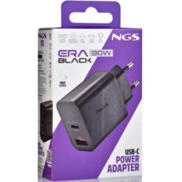 NGS Cargador Pared GaN ERA30WBLACK 30W 2 Puertos USB-C y USB-A Ultrarrápido
