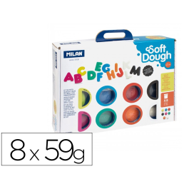 Milan Pasta para modelar Soft Dough con 8 botes de colores surtidos (59 g cada uno), letras y herramientas, maletín, juguete para la creatividad Precio: 15.49999957. SKU: S8413290