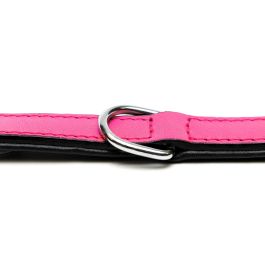 Gloria Collar Piel Auténtica Acolchado Fuxia 50 cm x 25 mm, Suave, Mullido y Confortable para Paseos Cómodos de Perros