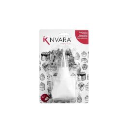 Kinvara Manga Pastelera 7 Bocas Plástico Blanco 34 cm Abierta - 13x19.5x3.5 cm - Para Decoración de Repostería (12 Unidades)