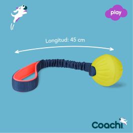 Coachi Tuggi Ball Pelota para Perros y Cachorros | Juguete de Entrenamiento Resistente, Goma Elástica, Asa Neopreno | Azul-Coral-Lima