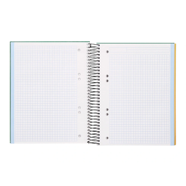Liderpapel Cuaderno Espiral A5 Micro Papercoat Tapa Forrada 140 Hojas Cuadro 5mm Banda Verde