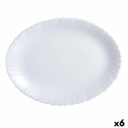 Fuente de Cocina Luminarc Feston Ovalado Blanco Vidrio (Ø 33 cm) (6 Unidades)