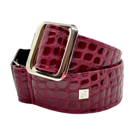 GETM Correa Guitarra Bajo Aussie Gator Burgundy Ajustable Hasta 165cm Polipiel Nailon Piel Color Burdeos Oscuro