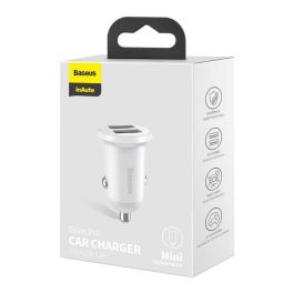 Baseus Cargador de Coche 24W 2 Puertos USB 2.4A+2.4A (4.8A) - Blanco