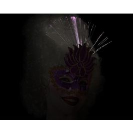 Máscara Veneciana Antifaz Morado Brillante Acabado Metálico Flor Bordada Adulto Mujer Carnaval Fiesta Temática Época Oscuridad